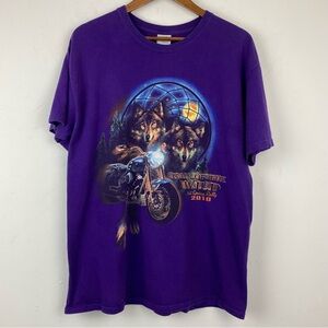 Gildan size Large Purple Call If The Wild Hot Springs Wolf Motorcycle T-shirt
